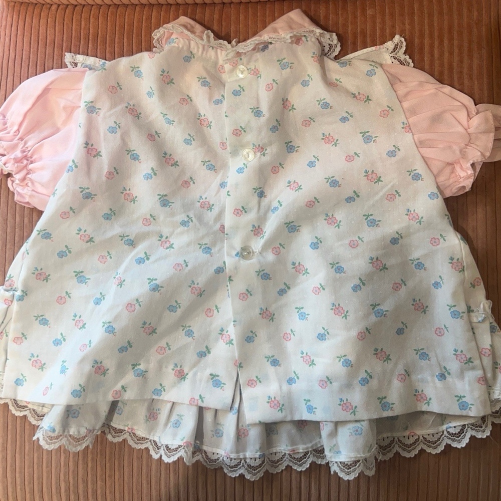Vintage Cradle Togs Toddler Girls 18M Floral Lace Ruffle Dress Pink Cottagecore - Picture 3 of 5